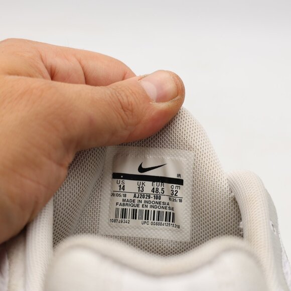 Nike Air Max Plus TN Men's 14 Triple White Metallic Silver Sneakers AJ2029-100 - Picture 3 of 11